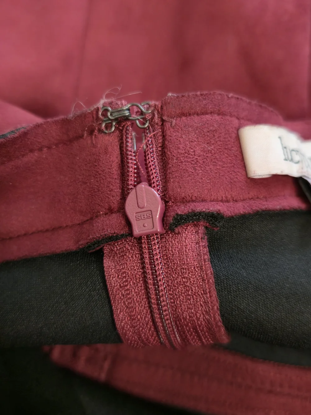 Lucy Paris Burgundy Faux Suede A-Line Skirt Size L